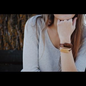 Wood and Leather Wrap Bracelet, Boho Jewelry